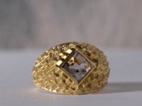 Half and Half cube ring with dalmation diamond
