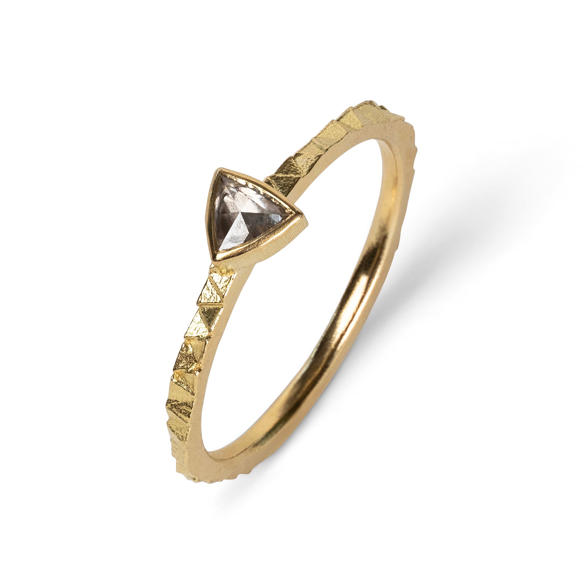 1.5mm Triangle band with 4mm triangular rosecut diamond – Jo Hayes Ward