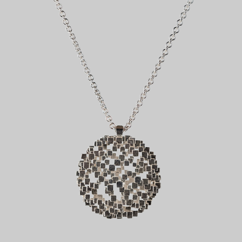 21mm Structural elipsoid pendant - silver