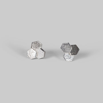 3 Chaos Hex Studs - silver