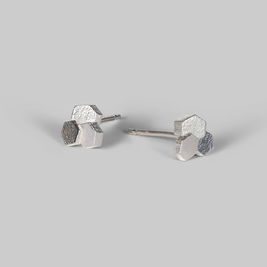 3 Chaos Hex Studs - silver