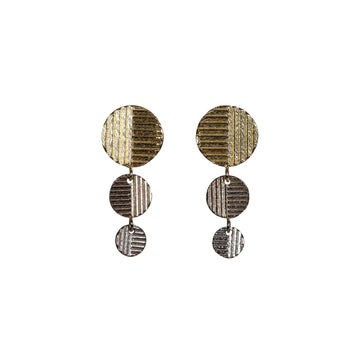 3 link contour disc drop earrings