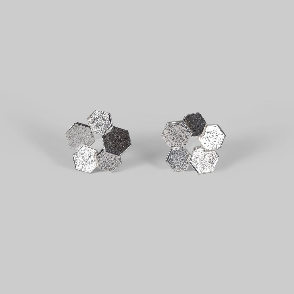 5 Chaos Hex Studs - silver