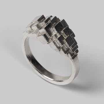 Cube Bombe Ring - Silver