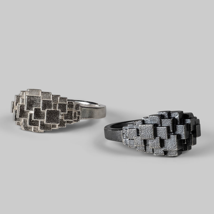 Cube Bombe Ring - Silver