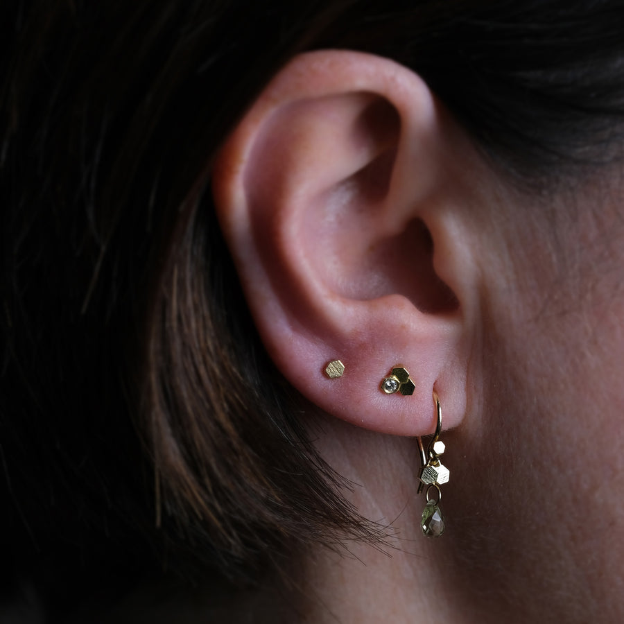 Mini Hex Briolette green sapphire drops
