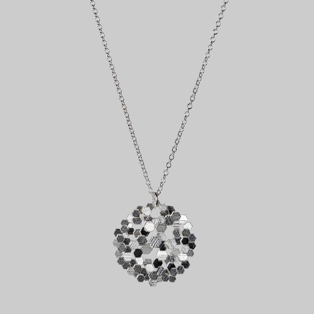Dappled Hex Pendant - silver