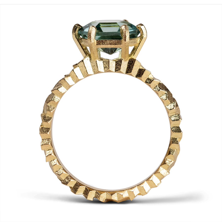 Jo Hayes Ward | Jewellery Designer London| Design led fine jewellery | Unique gems | Light teal hex tourmaline ring
