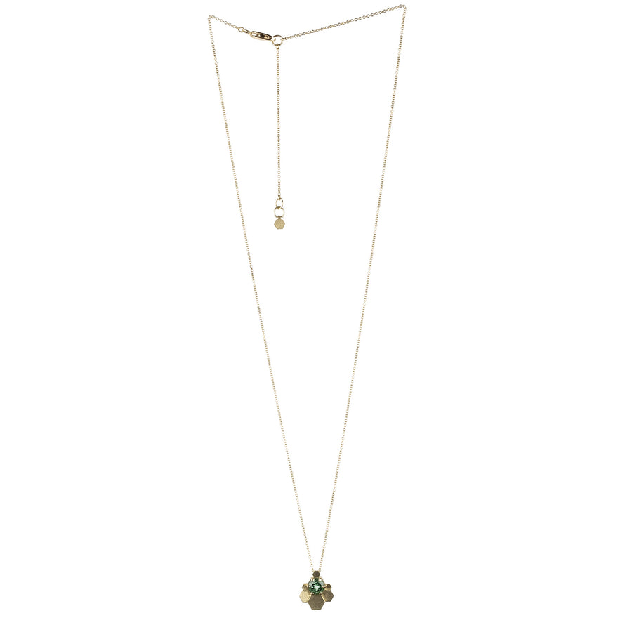 Hex fan pendant with green tourmaline