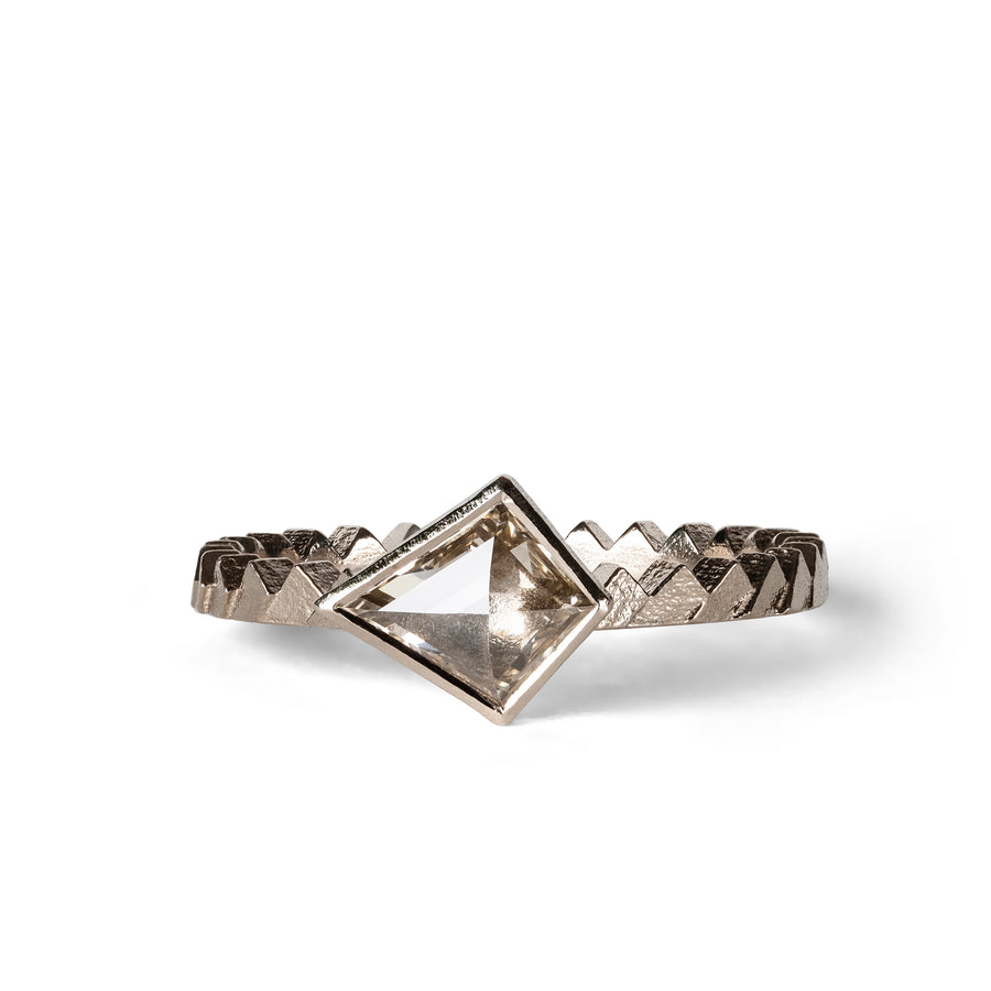 Half Parquet ring with Kite rosecut diamond