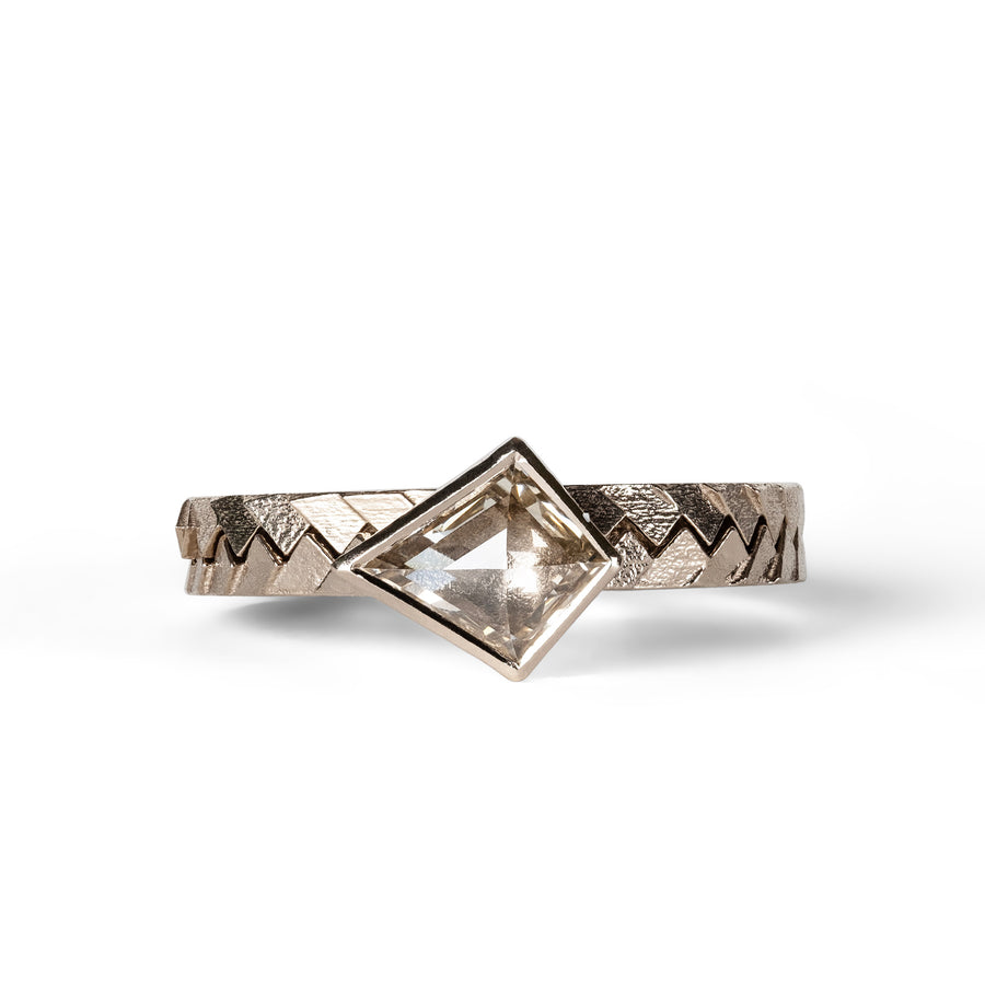 Half Parquet ring with Kite rosecut diamond