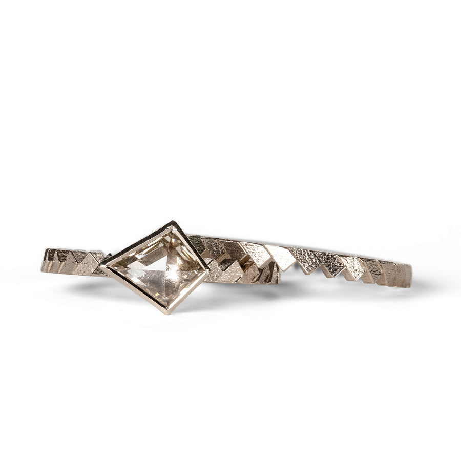 Half Parquet ring with Kite rosecut diamond