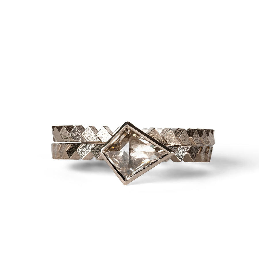 Half Parquet ring with Kite rosecut diamond