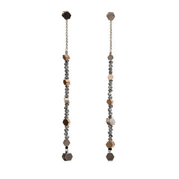 Chain hex diamond drop earrings 18 W/R