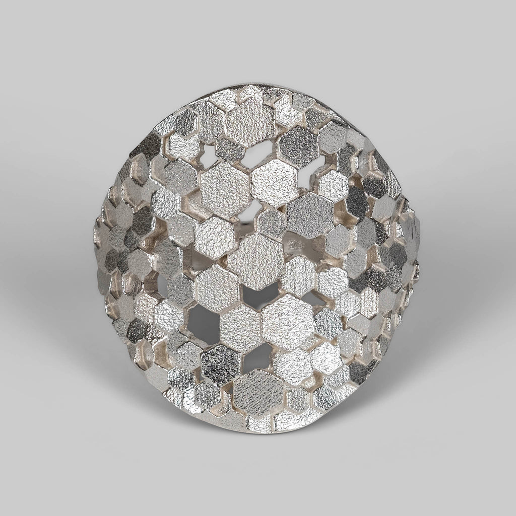 Large Chaos Hex Shield ring