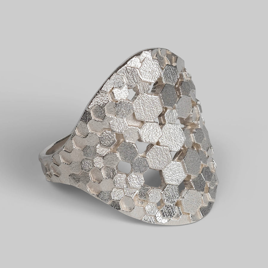 Large Chaos Hex Shield ring