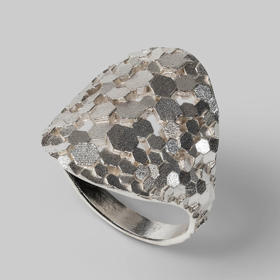 Large Chaos Hex Shield ring