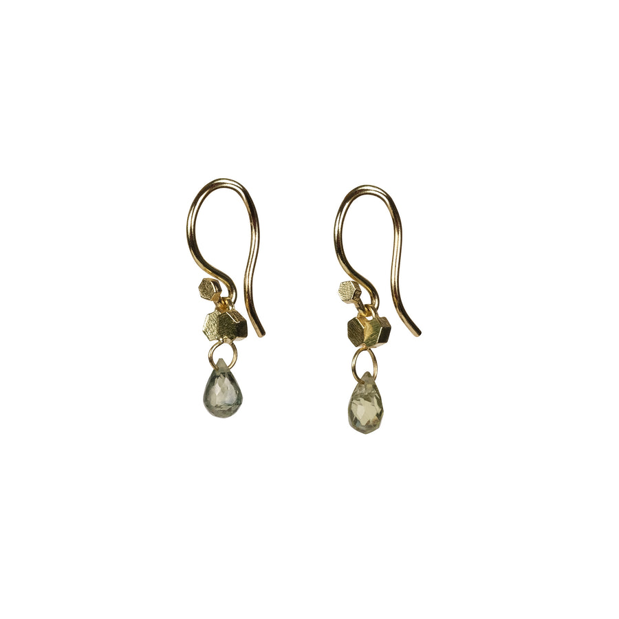 Mini Hex Briolette green sapphire drops