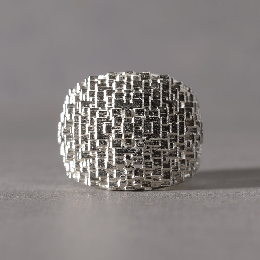 Oval lace ring silver archive piece