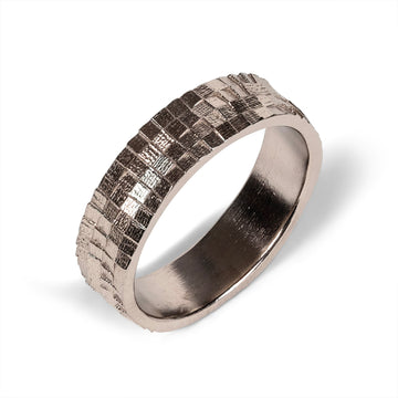 Quad Square band in 18ct warm white gold