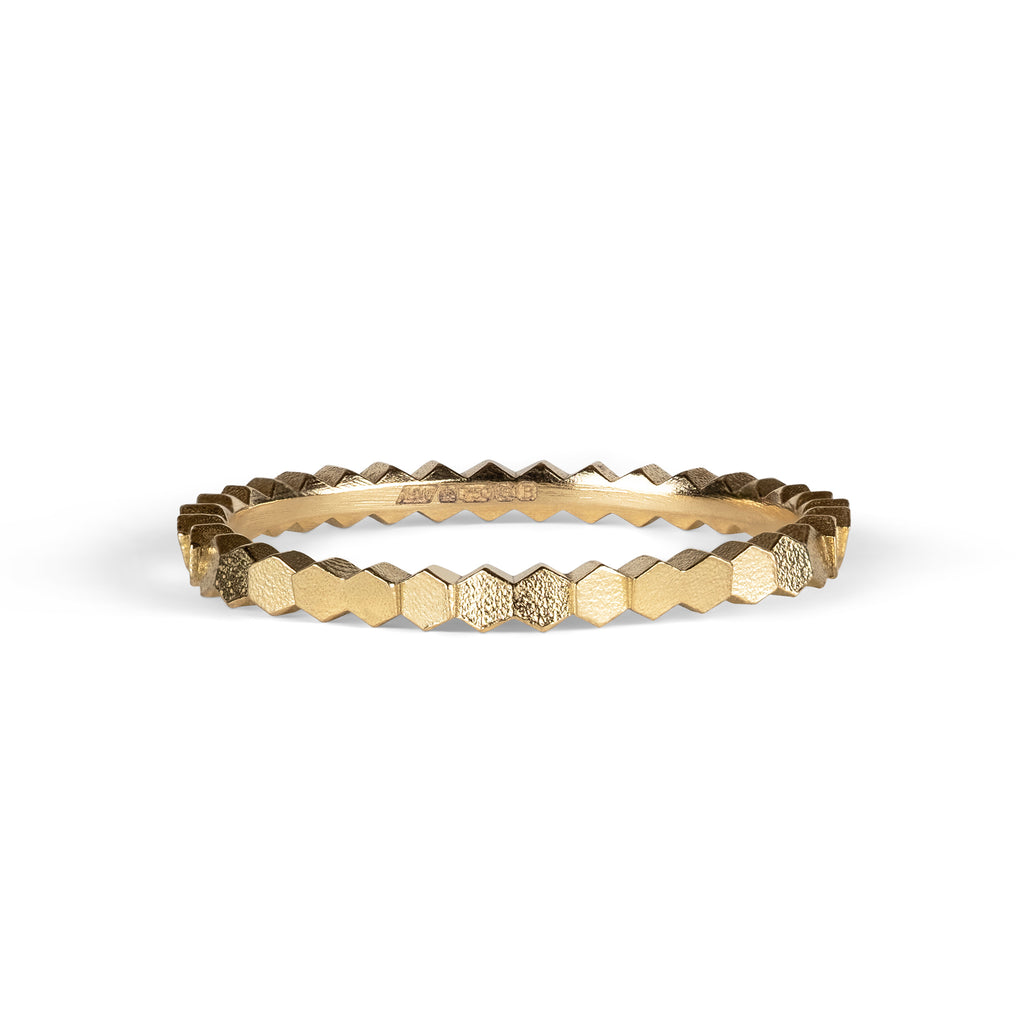 Single hex ring 18ct yellow gold