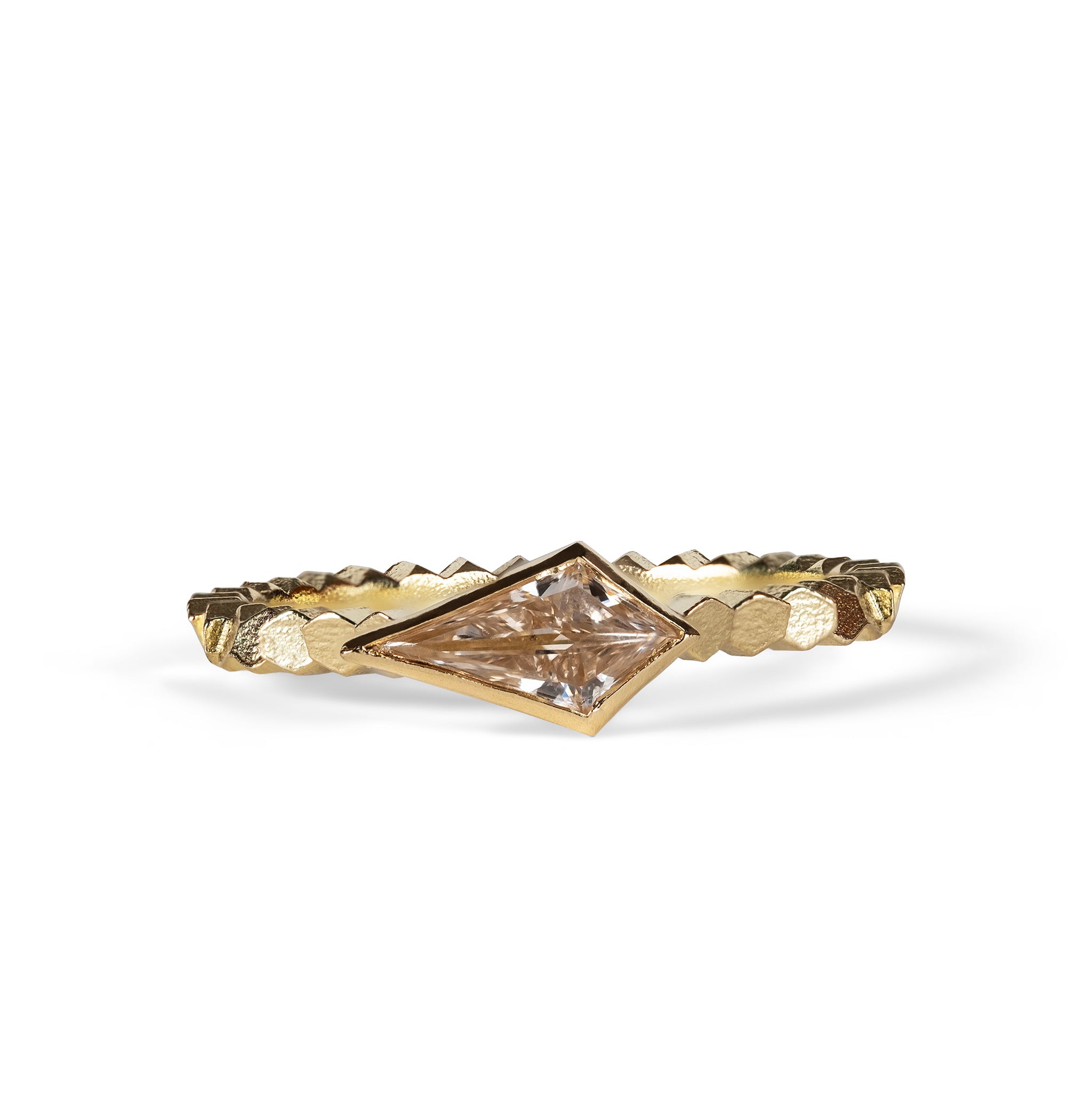 Single hex ring with Kite shaped diamond – Jo Hayes Ward