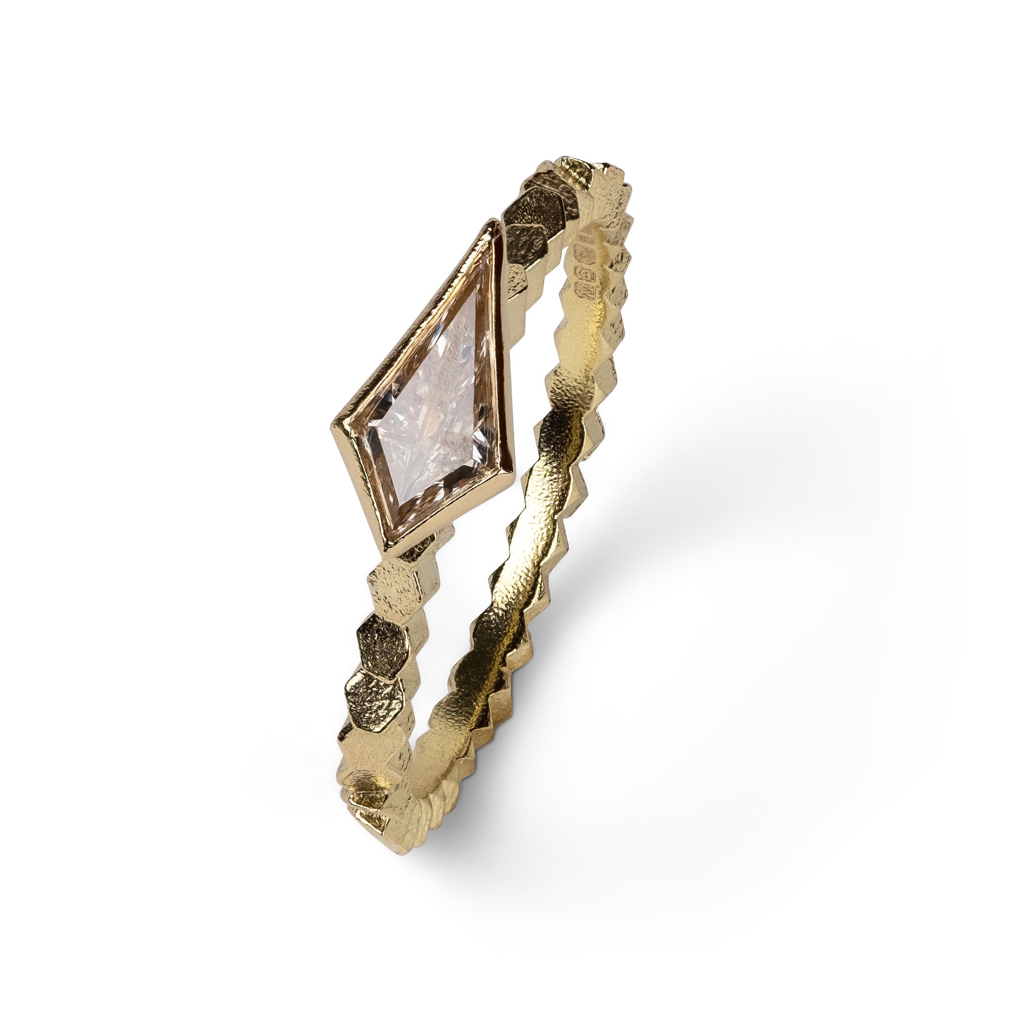 Single hex ring with Kite shaped diamond – Jo Hayes Ward