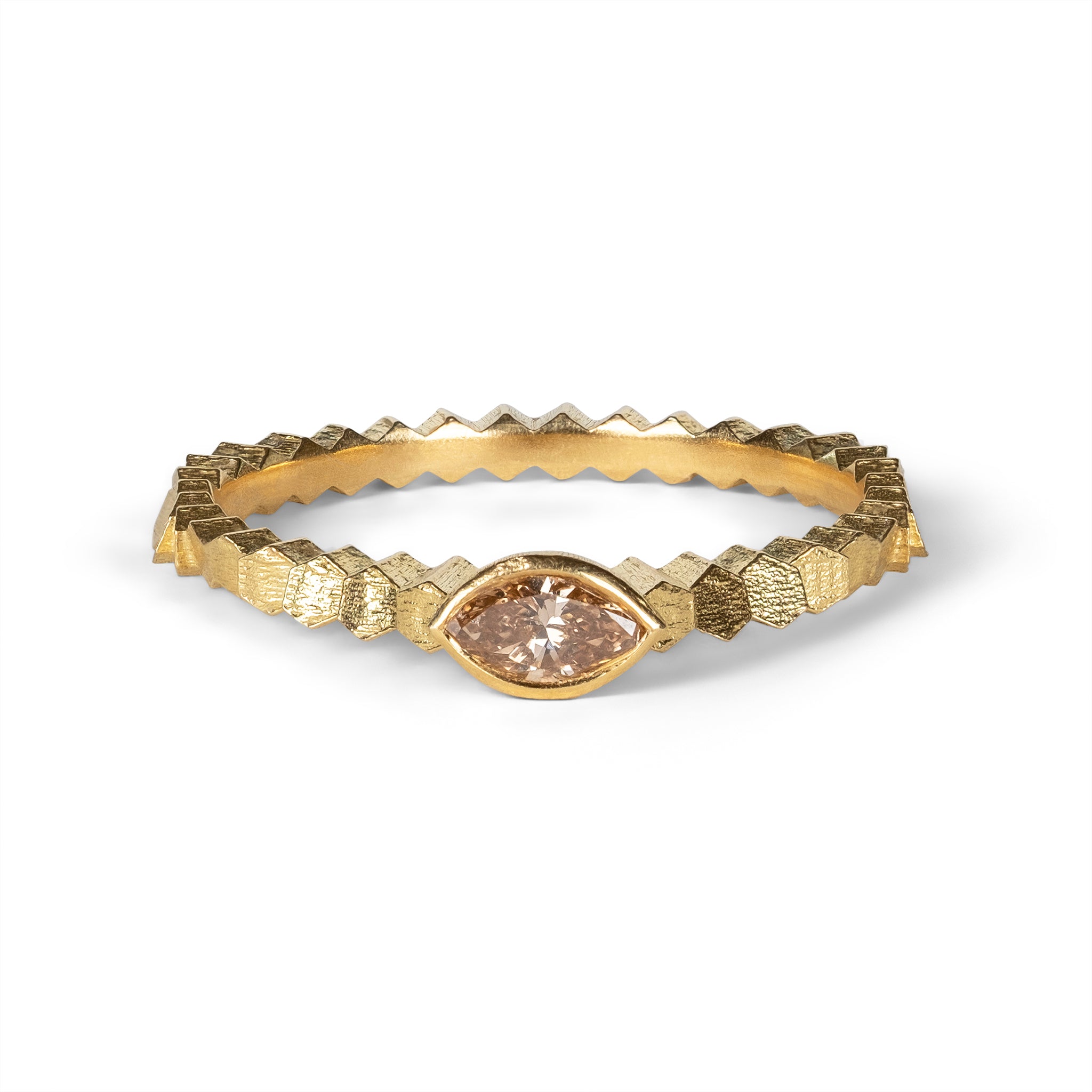 Single hex ring with Marquise cut diamond – Jo Hayes Ward