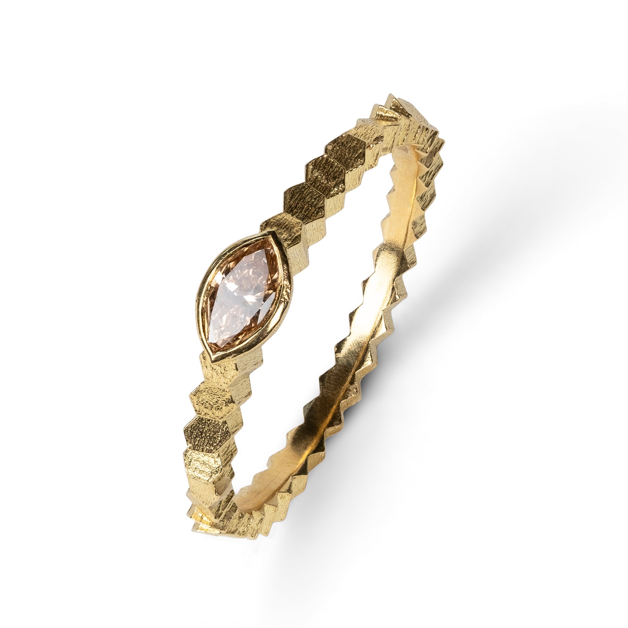 Single hex ring with Marquise cut diamond – Jo Hayes Ward