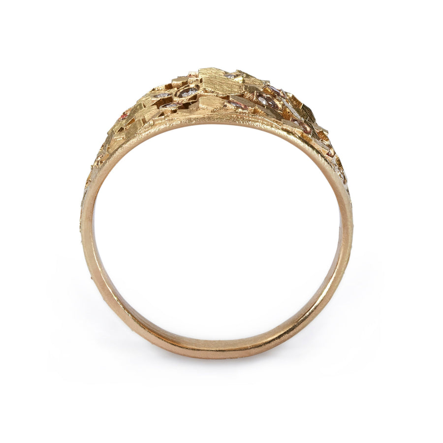 Small Chaos hex Shield ring 18Y
