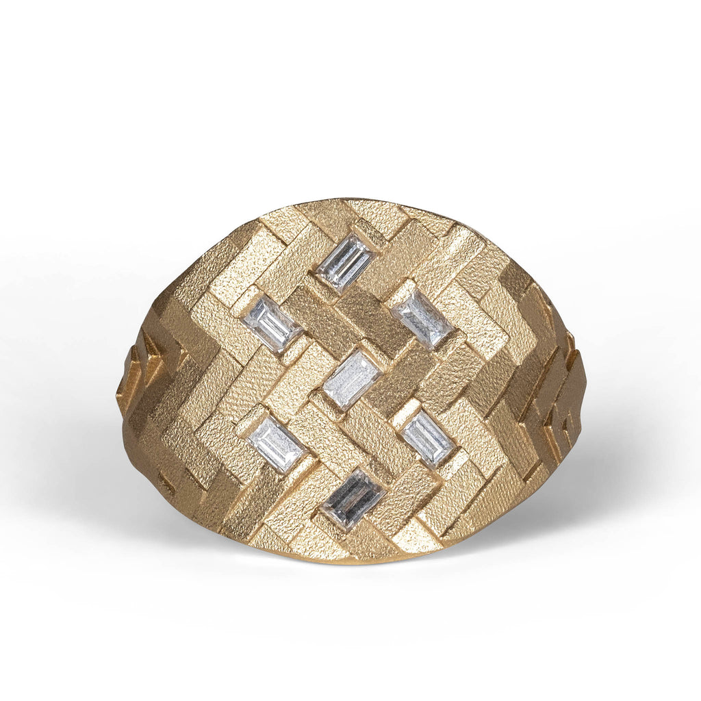 Small parquet shield ring 18Y7D