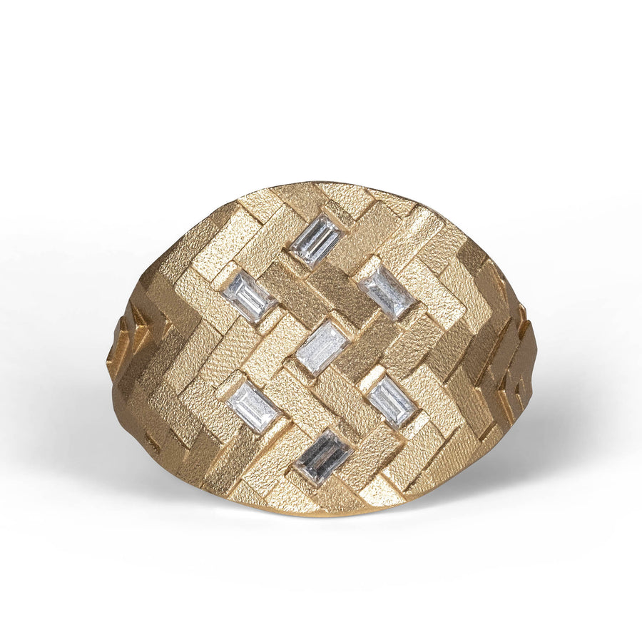 Small parquet shield ring 18Y7D