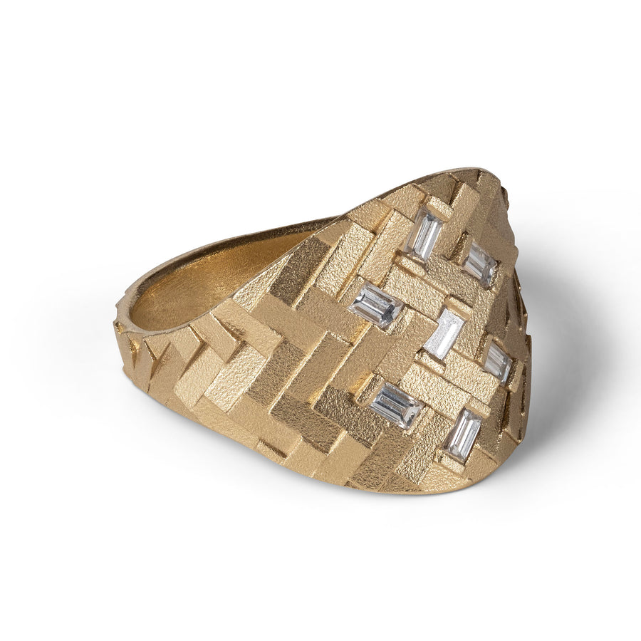 Small parquet shield ring 18Y7D