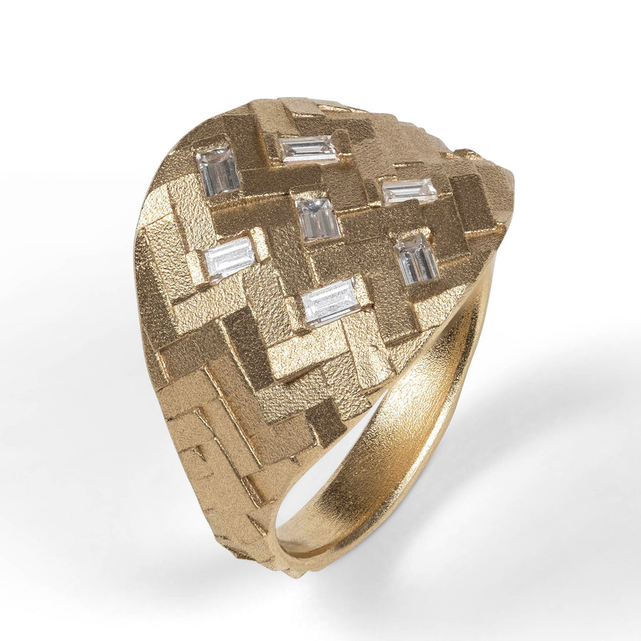 Small parquet shield ring 18Y7D