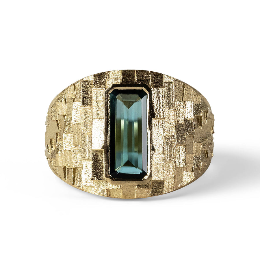 Tapered Deco ring with blue tourmaline