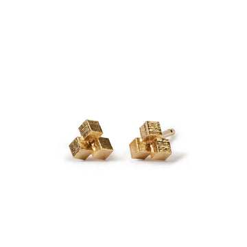 Small Three Cube Grid Stud Earrings