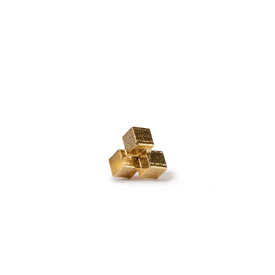 Medium Three Cube Grid Stud Earrings