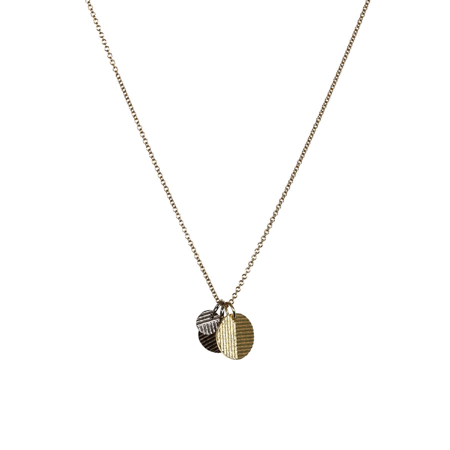 Tri-colour Contour Disc Cluster necklace