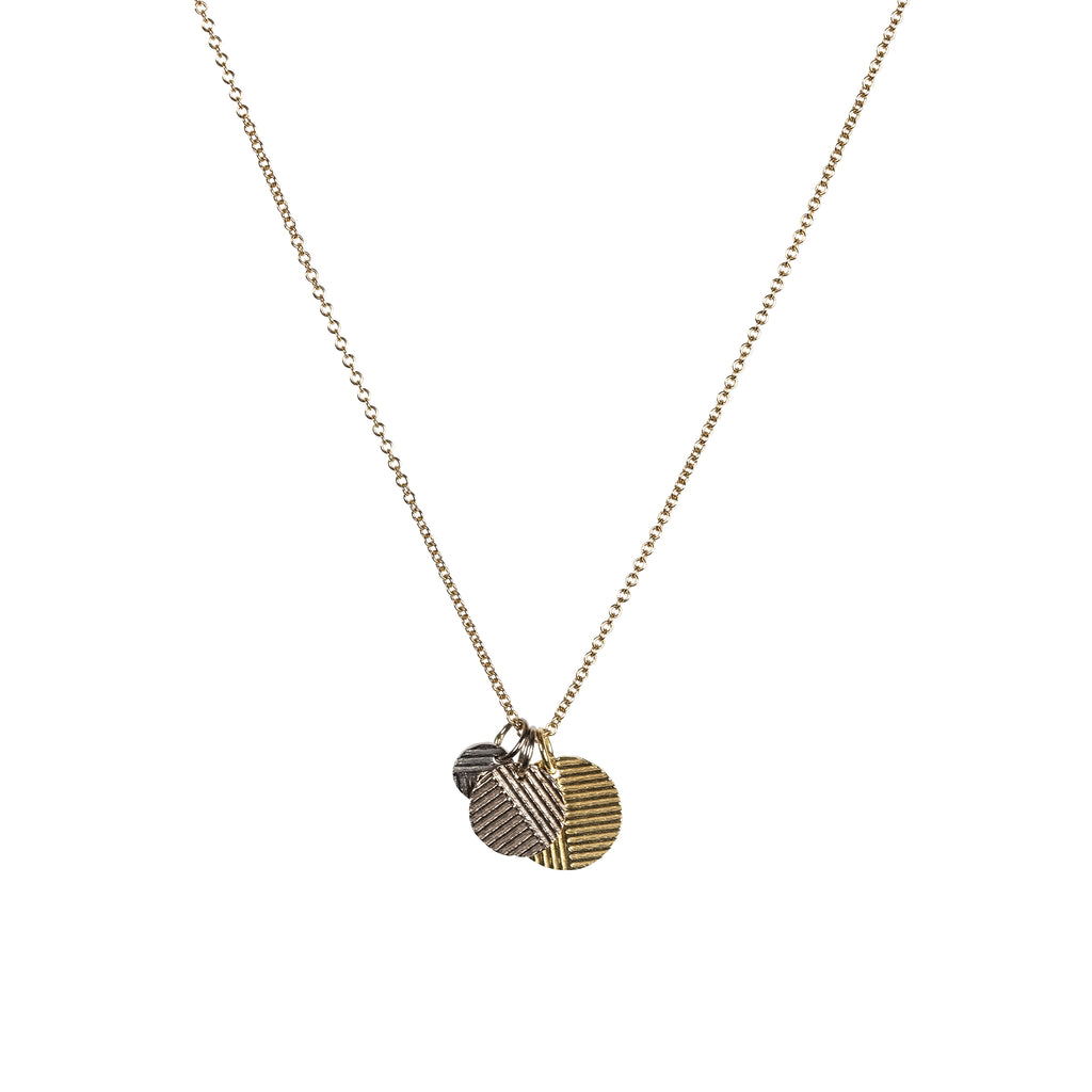 Tri-colour Contour Disc Cluster necklace