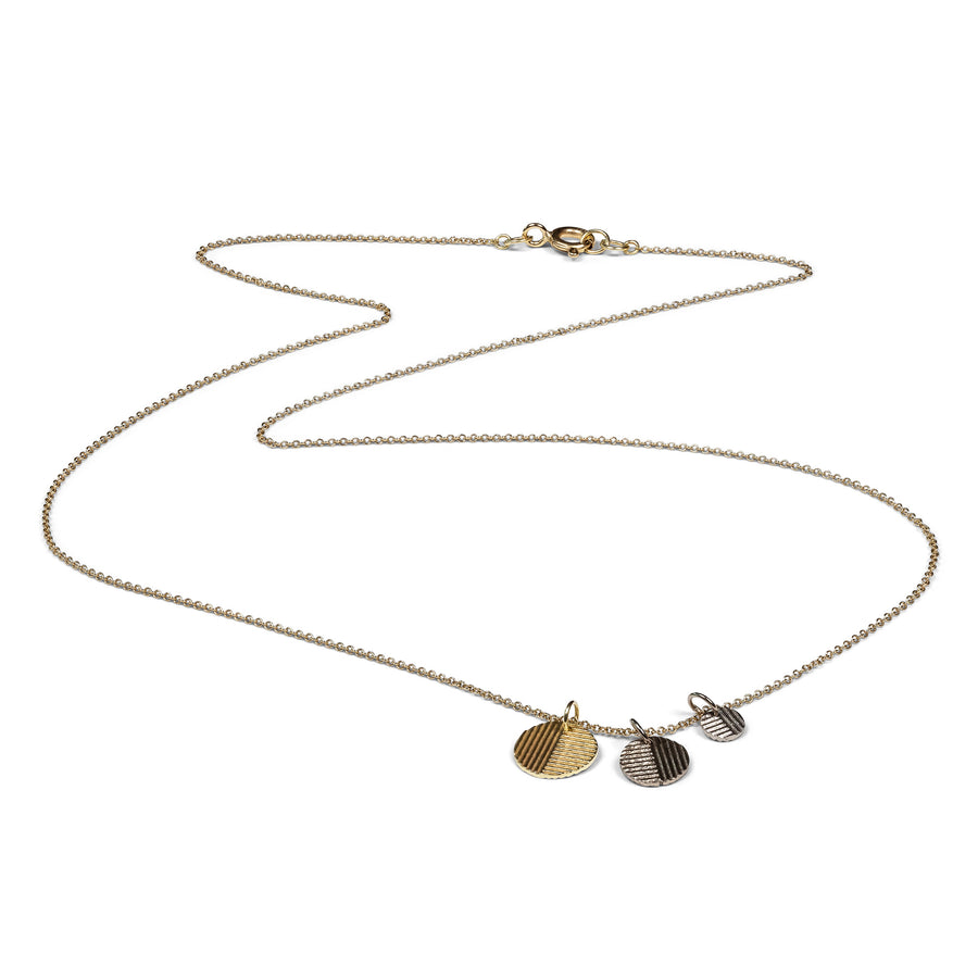 Tri-colour Contour Disc Cluster necklace