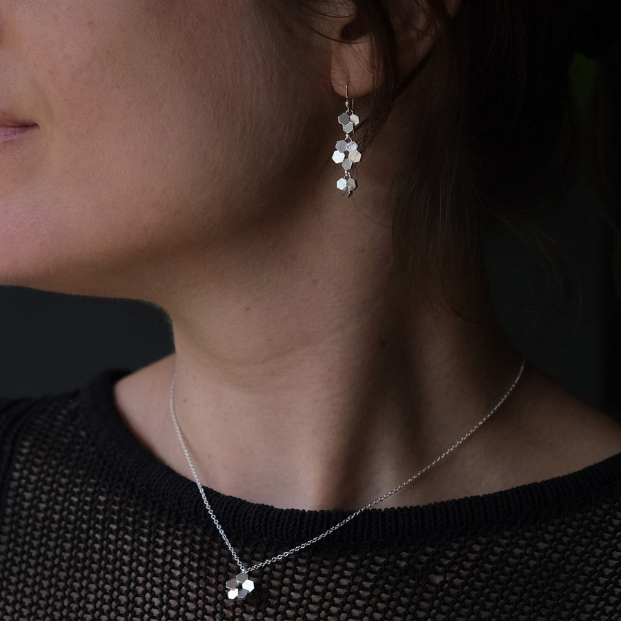Triple Chaos Hex Dangle Earrings