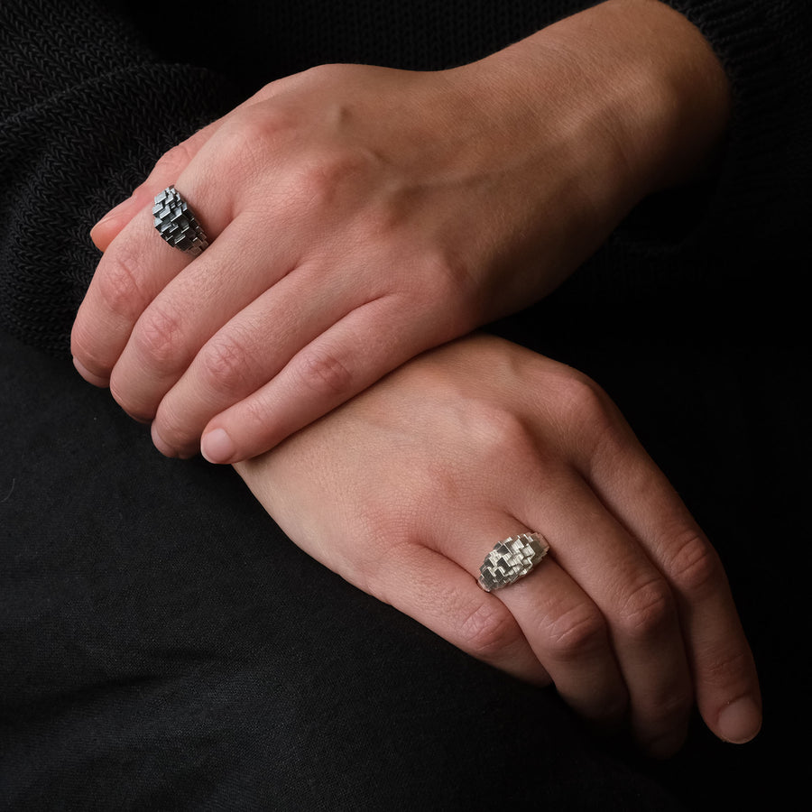 Cube Bombe Ring - Silver
