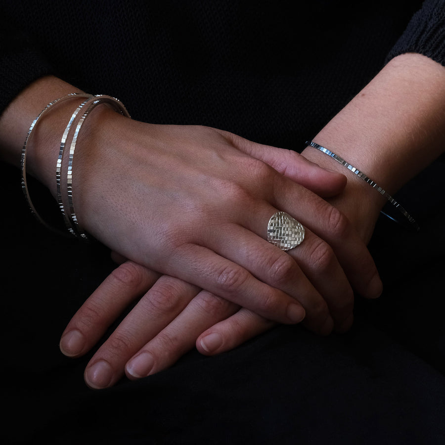 2mm Square bangle -Silver