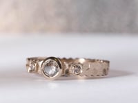 Double Hex Ring with 4.6mm brilliant cut salt and pepper Diamond