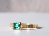 2.5mm square band with green tourmaline and diamonds