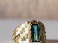 Tapered Deco ring with blue tourmaline