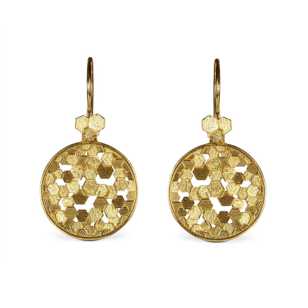 15mm Chaos hex disc drop earrings