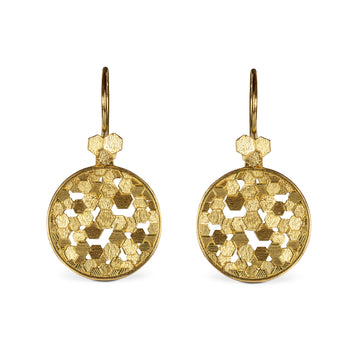 15mm Chaos hex disc drop earrings