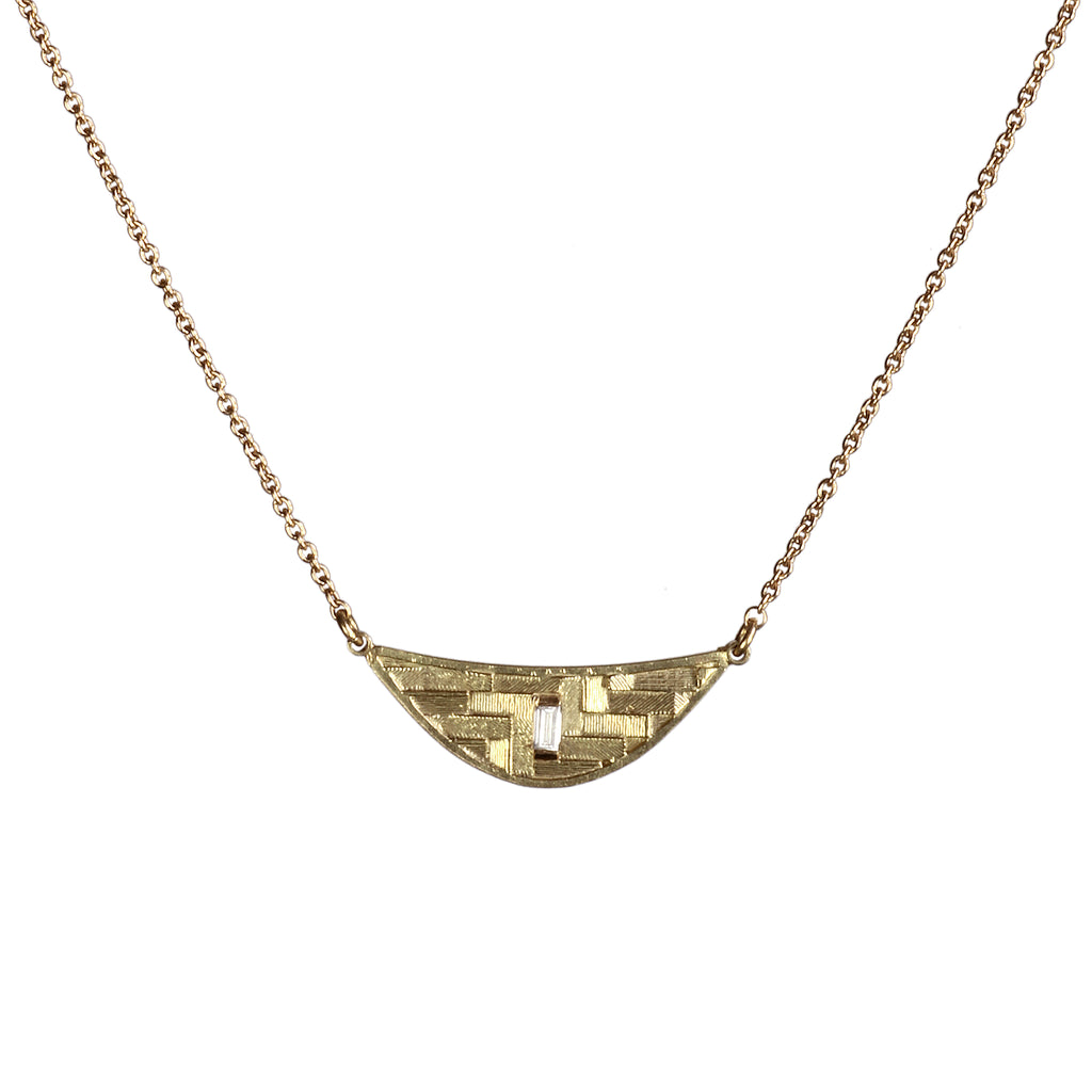 20x7mm Parquet Crescent Necklace