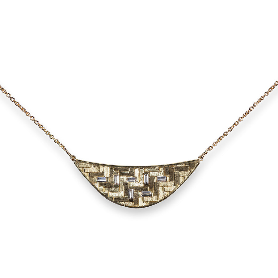 30x10mm Parquet Crescent Necklace